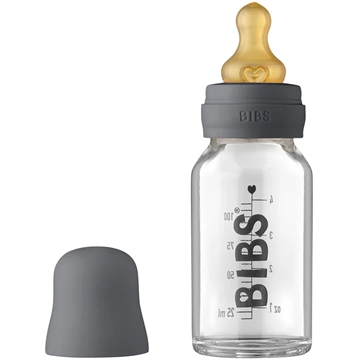 Bibs Sutteflaske Glas - Anti Kulik - 110 ml - Naturgummi - Iron