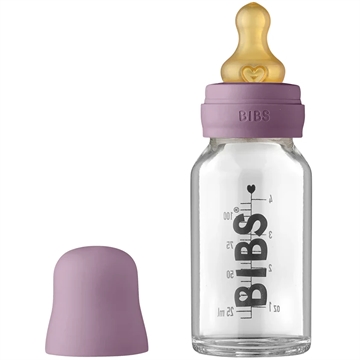 Bibs Sutteflaske Glas - Anti Kulik - 110 ml - Naturgummi - Mauve