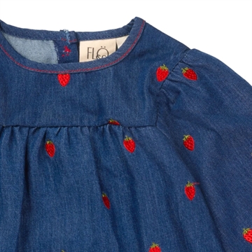 Flöss Bluse Colette Blouse Berry Denim - Jordbær