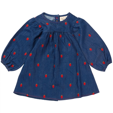 Flöss Kjole Colette Dress Berry Denim - Jordbær