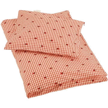 Flöss Sengetøj Molly Duvet + Pillow Junior - Berry Gingham - Jordbær