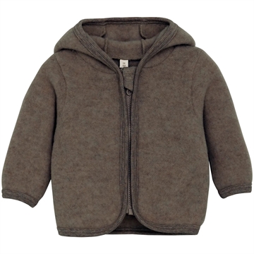 Huttelihut Jakke Uld Fleece m. ører - Baby - Brown Melange