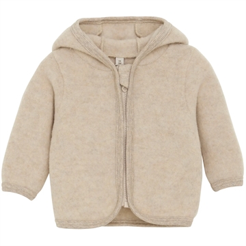 Huttelihut Jakke Uld Fleece m. ører - Baby - Camel Melange