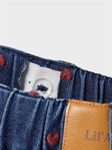 Lil Atelier Bukser - Hjerter - NmfLiva Dark Blue Denim