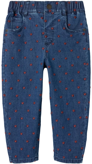 Lil Atelier Bukser - Hjerter - NmfLiva Dark Blue Denim