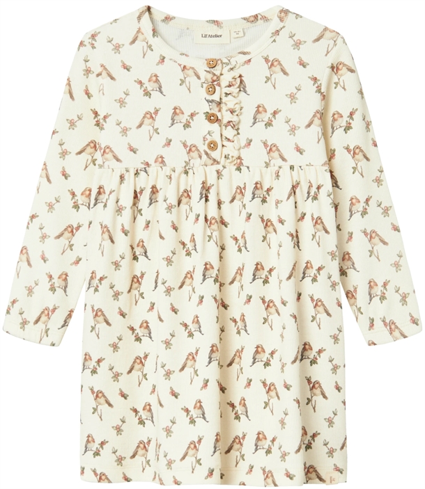 Lil Atelier Kjole NMFGAVO EMI DRESS Turtledove Bird