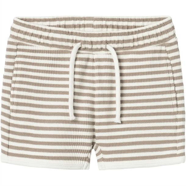 Lil Atelier Shorts Jonas Mocha Meringue Stripes med striber