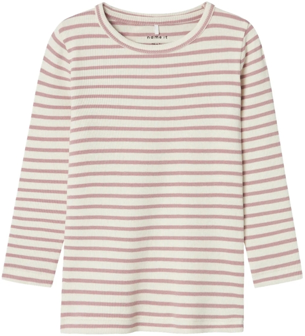 Name It Bluse Bani Rib Deauville Mauve med støvet rosa striber