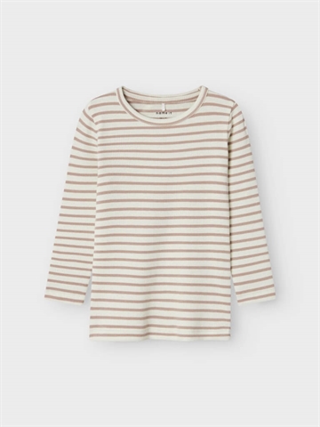 Name It Bluse Bani Rib Pure Cashmere med beige striber