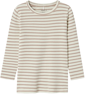 Name It Bluse Bani Rib Pure Cashmere med beige striber