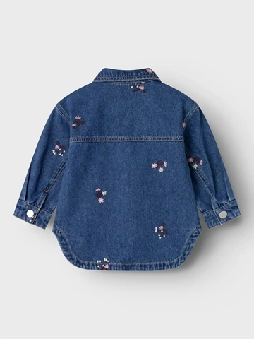 Name It Jakke Nmfkat - Blomsterbrodering - Dark Blue Denim