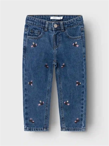 Name It Jeans Bella - Blomsterbrodering - Dark Blue Denim