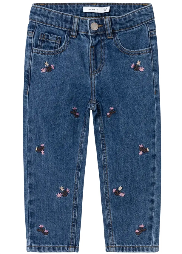 Name It Jeans Bella - Blomsterbrodering - Dark Blue Denim