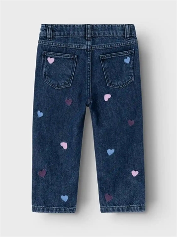 Name It Jeans Bella - Hjerter - Heart Embroidery Dark Blue Denim