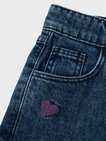 Name It Jeans Bella - Hjerter - Heart Embroidery Dark Blue Denim