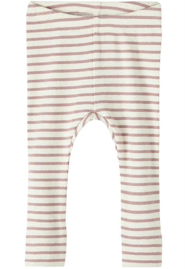 Name It Leggings Rib Bani Deauville Mauve med rosa striber