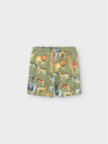 Name It Shorts Jasen Sweat Oil Green i grøn med dyreprint