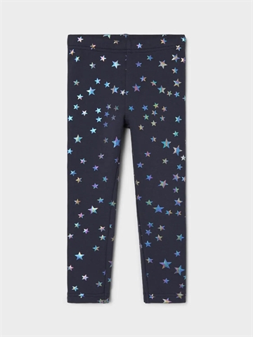 Name It Leggings - NMFROSILIA Light Sweat - Dark Sapphire i mørkeblå med stjerner