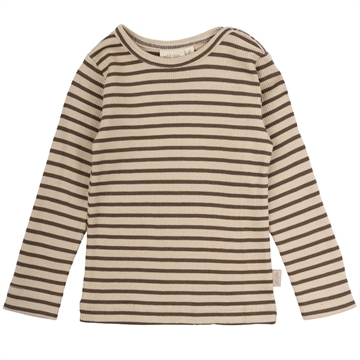 Petit Piao Bluse Striber Chocolate brown/dark off white