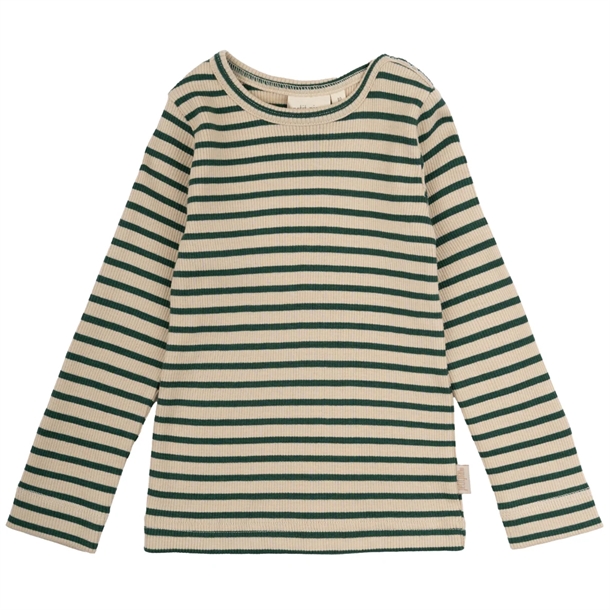 Petit Piao Bluse Striber Emerald green/dark off white