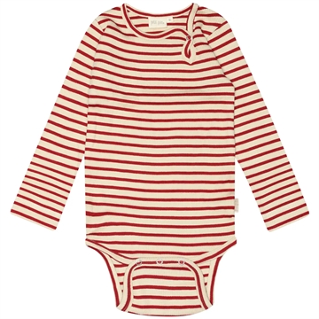 Petit Piao Body Striber Chili pepper/dark off white med røde og hvide striber