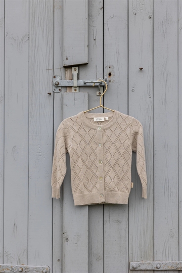 Petit Piao Cardigan Pointelle Check Pattern Champagne