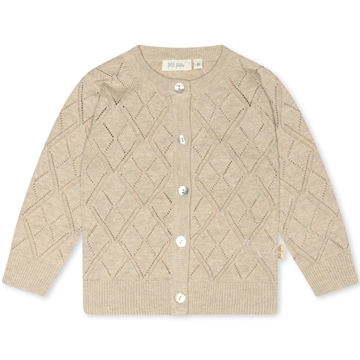 Petit Piao Cardigan Pointelle Check Pattern Champagne