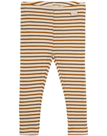 Petit Piao Leggings Striber Chocolate brown/golden sun/dark off white