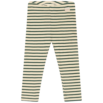 Petit Piao Leggings Striber Emerald green/dark off white